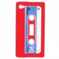 Exclusivo Retro Cassette Tape silício caso protetor para iPhone 4 - vermelho