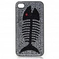 Elegante Shinning PC voltar caso protetor para iPhone 4 - osso de peixe preto