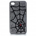 Elegante Shinning PC voltar caso protetor para iPhone 4 - Spiderweb preto