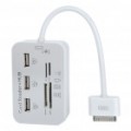 Multi-leitor + 3 portas USB Hub Combo Kit c / cabo USB para iPad/iPad 2