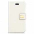 Ultrafinos protetora Flip-aberto PU couro Case para o iPhone 4 (bege)