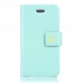 Ultrafinos protetora Flip-aberto PU couro Case para o iPhone 4 (Pastel verde)