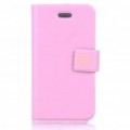 Ultrafinos PU couro Flip-abrir caixa protectora para iPhone 4 (rosa)