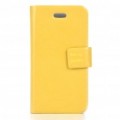 Ultrafinos PU couro Flip-abrir caixa protectora para iPhone 4 (amarelo)