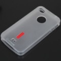 Protetora Soft Case plástico + protetor de tela + suporte para iPhone 4 - branco transparente