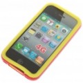 Moldura do pára-choques + de volta silicone + Lavagem A pano para iPhone 4 - amarelo + vermelho e protetor de tela