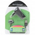 Duplo USB transformador/carregador + cabo USB para Samsung P1000/iPad/iPhone 3GS/4 - preto (100 ~ 240V)