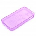 Flores e borboleta padrão TPU volta caso protetor para iPhone 4 - transparente roxo elegante