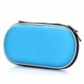 Zipper duplo protetora Hard Case de couro com Carabiner Clip para PS Vita - azul + preto