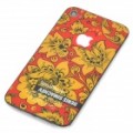 Substituição flor padrão bateria volta capa para iPhone 4 - vermelho + amarelo