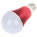 E27 5W LED 5 Slots bulbo de alumínio Shell - vermelho + branco