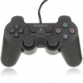 Genuíno com fio Dual-choque controlador de jogo para PS2 - preto (2.3M-cabo)