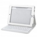 2.4 GHz Bluetooth v 3.0 Wireless 76-chave teclado com protetor PU couro Case para iPad 2 - branco