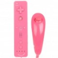 Nunchuck + controlador remoto com luva de Silicone & MotionPlus definido para Wii - rosa profundo (2 x AA)