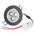 3W 3200K 100-Lumen 3-LED quente branco luz teto baixo Lamp com / Driver - preta (AC 85 ~ 265V)