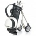 Criativo PU couro Golf Cart estilo caneta titular c / Golf Club canetas esferográficas - preto + branco