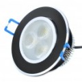 3.9W 3-LED 150LM 6000-7000K teto branco luz lâmpada - preto (100-240V)