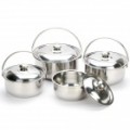 Aço inoxidável cozinhar Stock Pot conjunto c / tampas (Pack de 4-Pice)