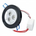 3W 210-270LM 6000-7000K 3-LED branco luz teto lâmpada - preto (220V)