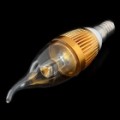 E14 Vela estilo 3W 220-300LM 3000-3500K 1-LED quente branco lâmpada - ouro (85 ~ 245V)