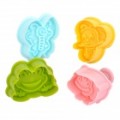 3D animais estilo pizza biscoito Cookie Cutter molde conjunto (Pack de 4 peças)