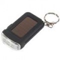 3-LED Solar Power Self-Recharge Flashlight Keychain (branco)