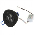 3W 3-LED luz branca teto lâmpada/Down Light - preto (85-265V)