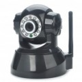 300KP Wireless Wi-Fi/LAN IP câmera de vigilância c / 10-LED IR Night Vision - preto