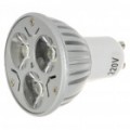 GU10 3W 3-LED 260-Lumen 6500K branco lâmpada (85 ~ 245V AC)