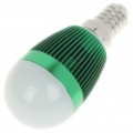 E14 6500K 3W 260-Lumen branco levou lâmpada - verde (85 ~ 245V)