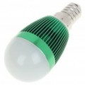 E14 3500K 3W 260-Lumen branco quente levou lâmpada - verde (85 ~ 245V)