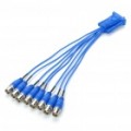 VGA de 15 pinosos macho ao cabo BNC conectores fêmea 8 CCTV - azul (25 CM-cabo)