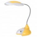 Recarregável 2-modo 6-LED luz branca flexível pescoço Desk Lamp - amarelo + branco