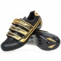 Stlyish Bike ciclismo fibra de carbono prático Shoes - dourado + preto (EUR tamanho-38)