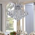 Elegante lustre de cristal de cromo 6-luz