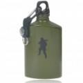 Garrafa de alumínio com o Compass & Carabiner - verde exército (250 ml)