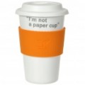 UC Copa cerâmica com capa - eu não sou um copo de papel (laranja / 400 ml)