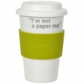 UC Copa cerâmica com capa - eu não sou um copo de papel (verde exército / 400 ml)
