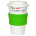 UC Copa cerâmica com capa - eu não sou um copo de papel (grama verde / 400 ml)