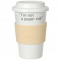 UC Copa cerâmica com capa - eu não sou um copo de papel (branco / 400 ml)