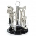 4-em-1 Zinc Alloy saca-rolhas abridor alho prima + descascador + conjunto Nut Cracker titular