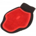 Dupla face Pet Grooming luva de massagem - vermelho + preto