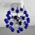 Azul cristal 6-luz lustre em forma de globo