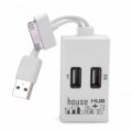 Leitor de cartão USB 2.0 Hub com cabo de dados/carregamento para iPhone/iPad - branco