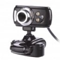 Clip-on USB 3.0 1.8MP CMOS PC Camera Webcam com microfone / branco 3-LED iluminação Light - preto