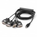 Z-TEK ZE552 USB 2.0 para 4 x adaptador Serial RS232 Cable - preto