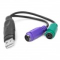 ZK-U16 adaptador de USB para PS/2 cabo - preta (9 CM-comprimento)