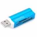 USB 2.0 SD / MS / TF / M2 Leitor de Carto - Blue