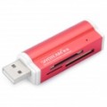 USB 2.0 SD / MS / TF / M2 Leitor de Carto - vermelho