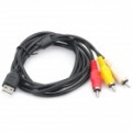 USB a macho cabo 3RCA - preto + amarelo + branco (comprimento 130 cm-cabo)